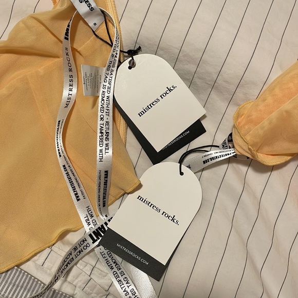 DO NOT BUY - SOLD! MISTRESS ROCKS - Yellow Mesh Top + Skirt set. Never worn. - Picture 4 of 4